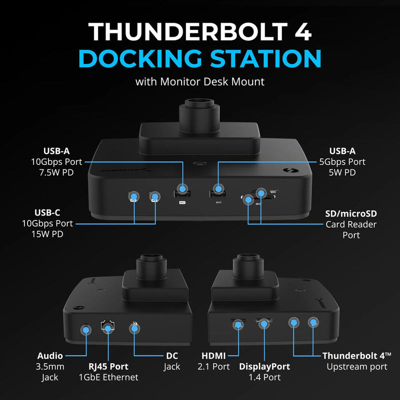 Sabrent Thunderbolt 4 Docking Station with Desk Mount Monitor Arm