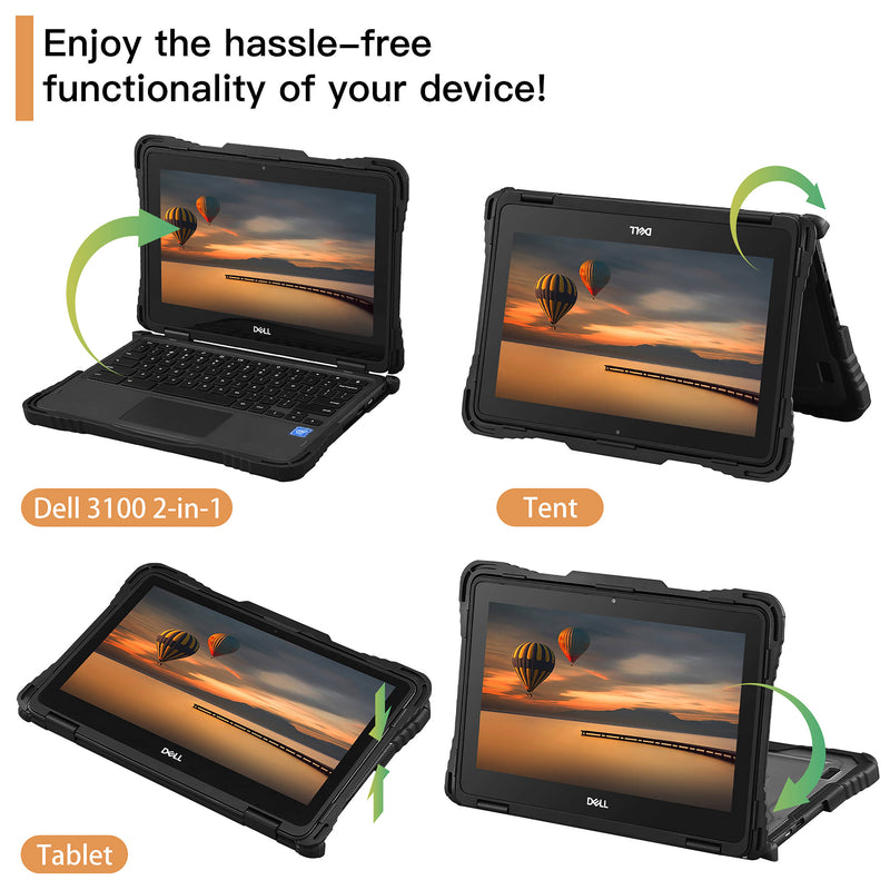 TechProtectus Shockproof Hardshell Case for 11" Dell 3110 2-in-1 Chromebook (Black)