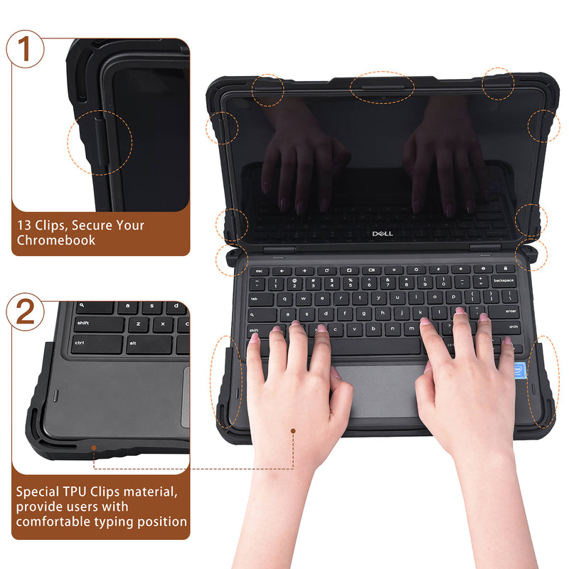 TechProtectus Shockproof Hardshell Case for 11" Dell 3100 Chromebook (Black)