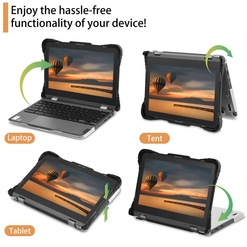 TechProtectus ShockProof Hard-Shell Case for Lenovo 11" 500e or 500w Gen 3 Chromebook (Black)