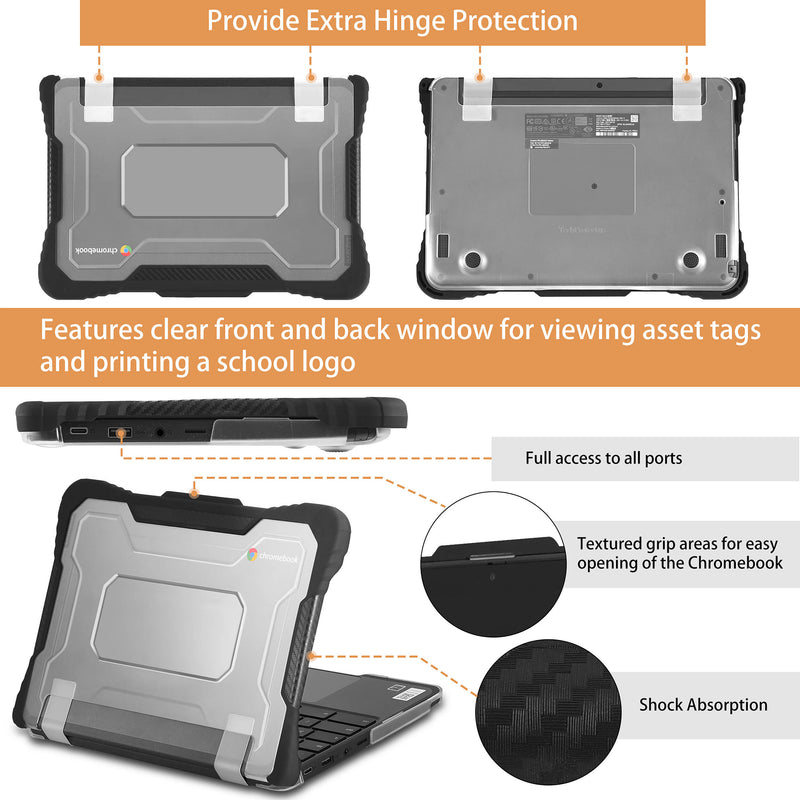 TechProtectus ShockProof Hard-Shell Case for Lenovo 11" 500e or 500w Gen 3 Chromebook (Black)