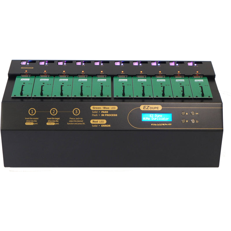 EZ Dupe 9-Copy PCIe/M.2 NVMe, M.2 SATA, SATA HDD / SSD Duplicator -600MB/s