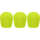 WindTech 900 Series Windscreens for 1-5/8" Diameter Microphones (3 Pack, Neon Yellow)