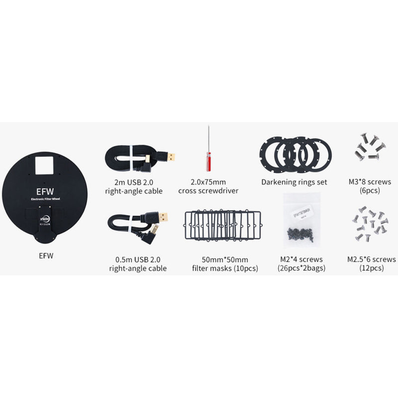 ZWO Electronic Filter Wheel (7 Positions, 50mm Square Unmounted Filters)