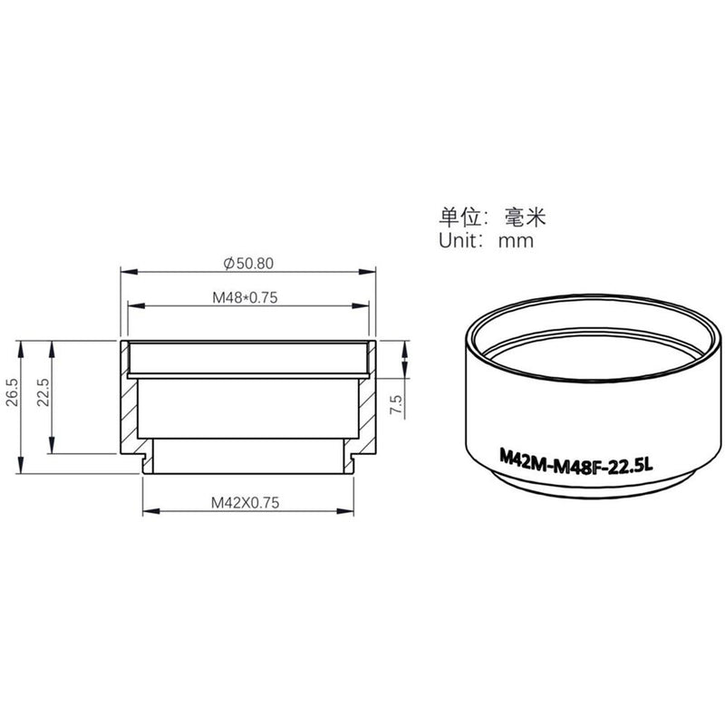 ZWO M42 (Male) - M48 (Female) Extender