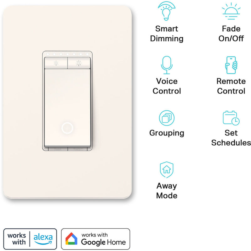 TP-Link HS220 Smart Wi-Fi Light Switch & Dimmer (Light Almond)