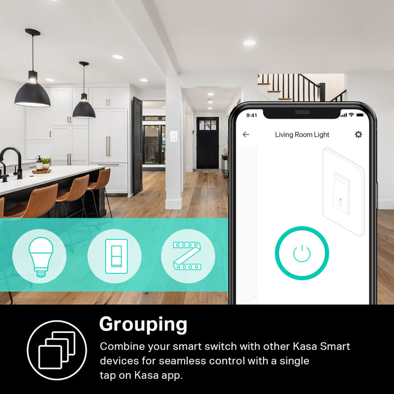 TP-Link HS220 Smart Wi-Fi Light Switch & Dimmer (Light Almond)