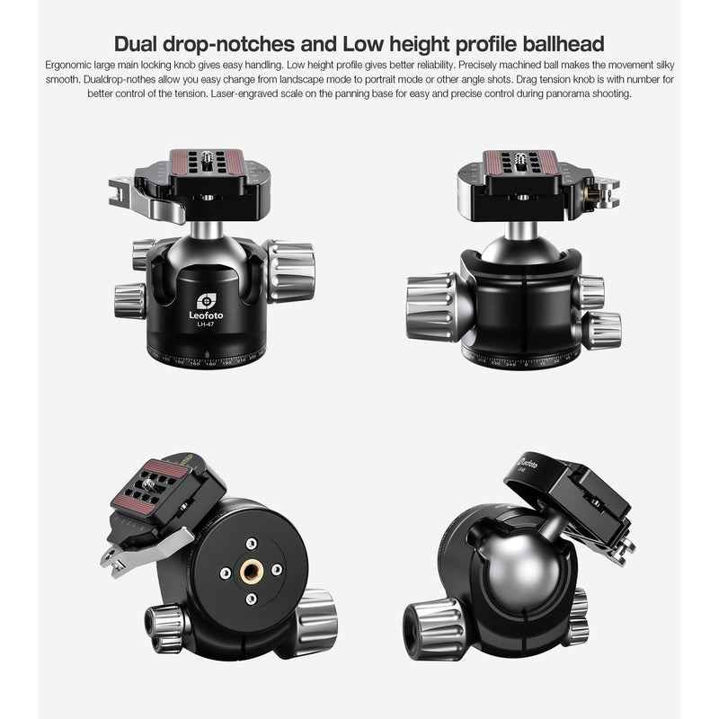 Leofoto LS-364CX Carbon Fiber Tripod with LH-47LR Ball Head