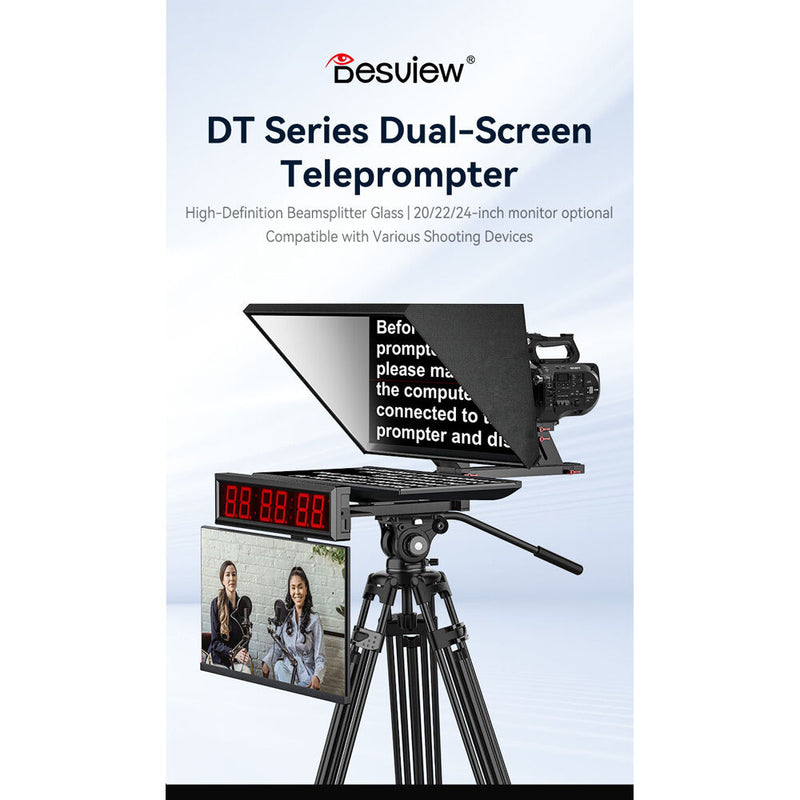 Desview DT20-MS Dual-Screen HDMI/3G-SDI Teleprompter with 20" High-Bright Monitors