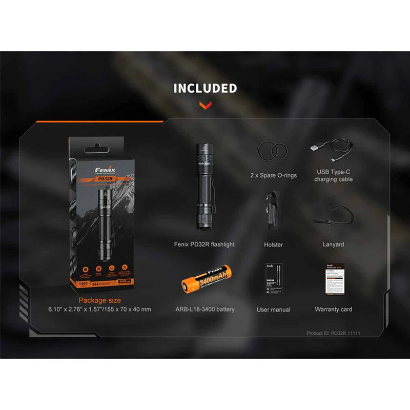 Fenix Flashlight PD32R Rechargeable Flashlight (Black)