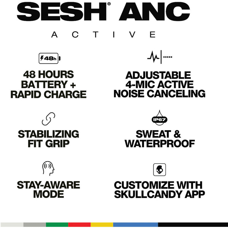 Skullcandy Sesh ANC Noise-Canceling True Wireless Earbuds (Black and Orange)