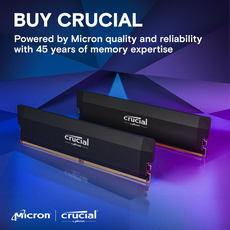 Crucial 32GB Pro Overclocking DDR5 6000 MT/s UDIMM Memory Kit (2 x 16GB, Black)