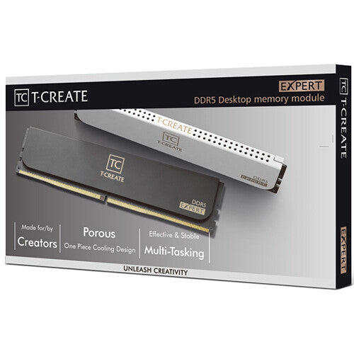 Team Group 64GB T-Create Expert DDR5 6000 MHz UDIMM Memory Kit (2 x 32GB, White)