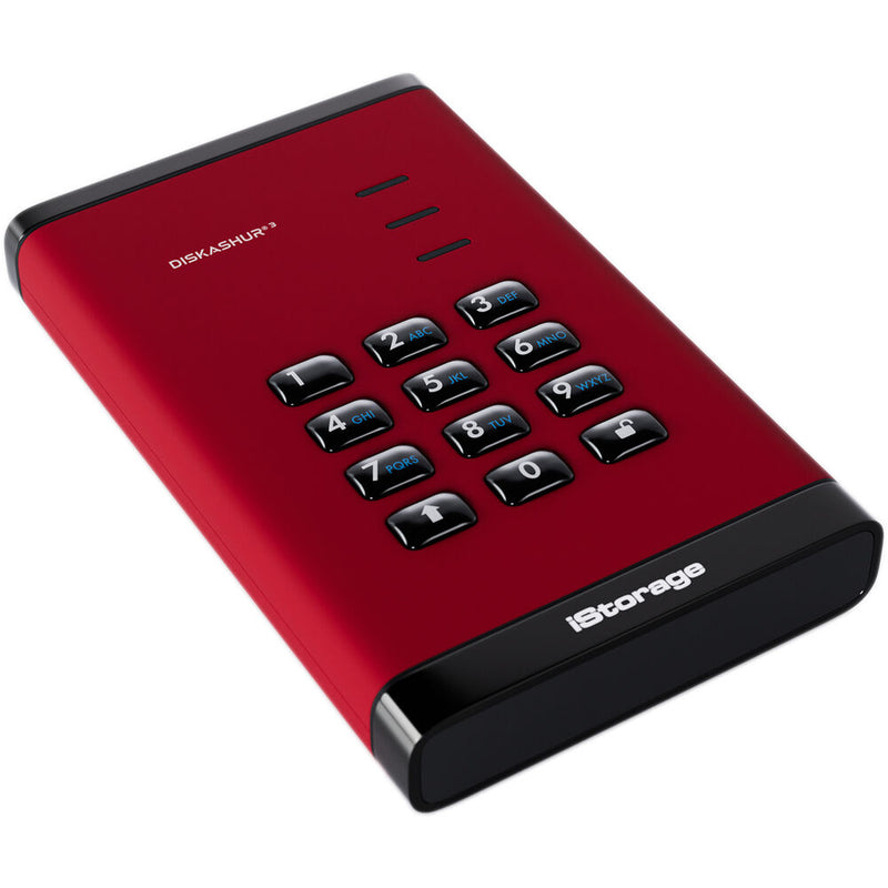 Istorage 1TB diskAshur3 USB 3.2 Gen 1 Encrypted Portable Hard Drive (Red)