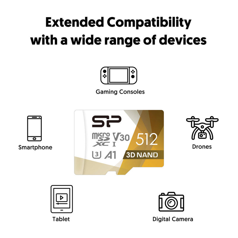 Silicon Power 512GB Superior Pro UHS-I microSDXC Memory Card