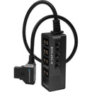 Kondor Blue Male D-Tap to 4-Port Female D-Tap Splitter Hub with Voltmeter (16", Raven Black)