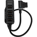 Kondor Blue Male D-Tap to 4-Port Female D-Tap Splitter Hub with Voltmeter (16", Raven Black)