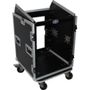 ProX Vertical Rack Mount Flight Case with Slant-Top Mixer Rack and Laptop Shelf (24 RU)
