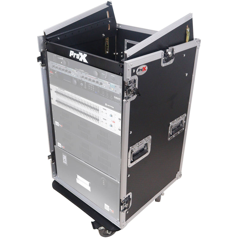 ProX T-18MRSS DJ Combo Flight Case with Wheels (18 RU Vertical Rack, 10 RU Top Mixer Rack)