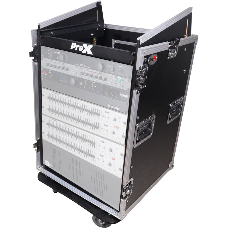 ProX Vertical Rackmount Mixer Case with 10 RU Slant Top Combo (16 RU)