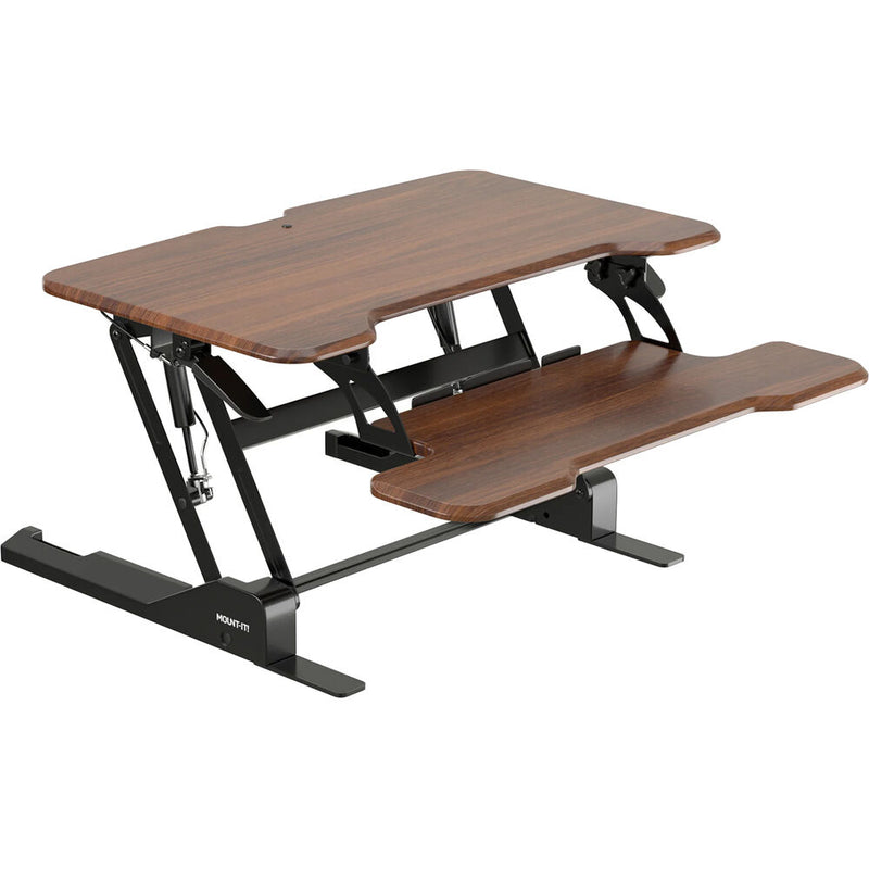 Mount-It! Standing Desk Converter (30", Dark Walnut Woodgrain)
