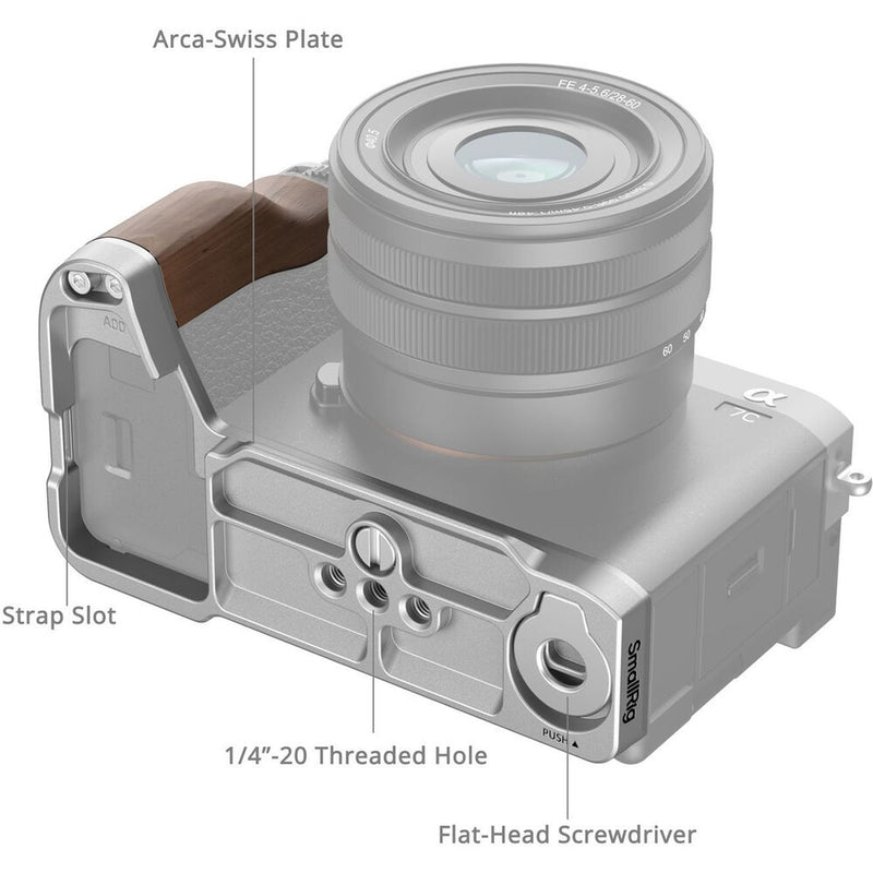 SmallRig L-Shape Mount Plate with Wooden Grip for Sony a7C II & a7CR