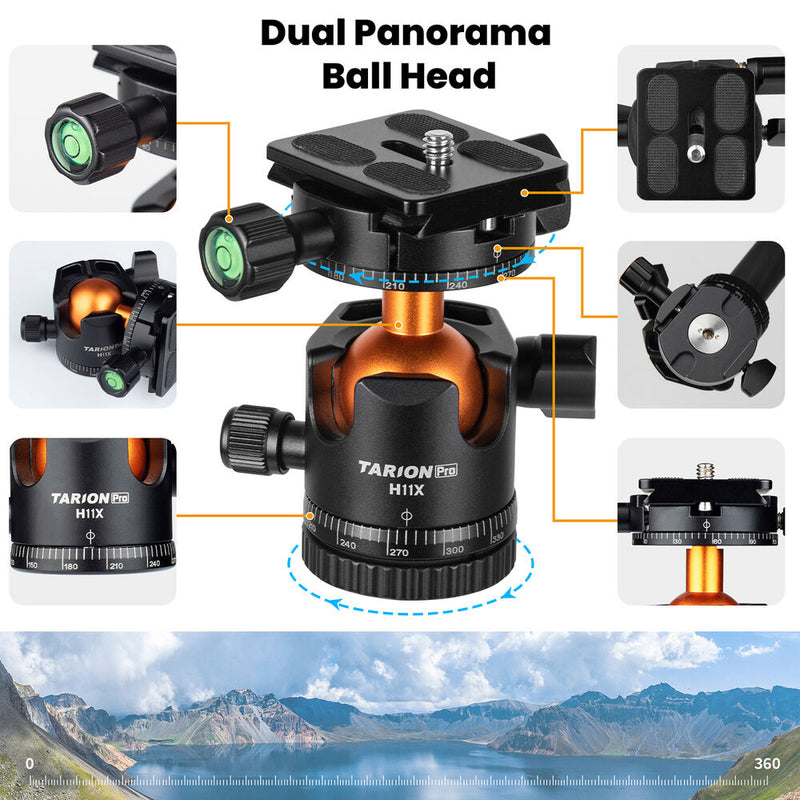 TARION H11X Carbon Fiber Tripod with 360&deg; Panoramic Ball Head