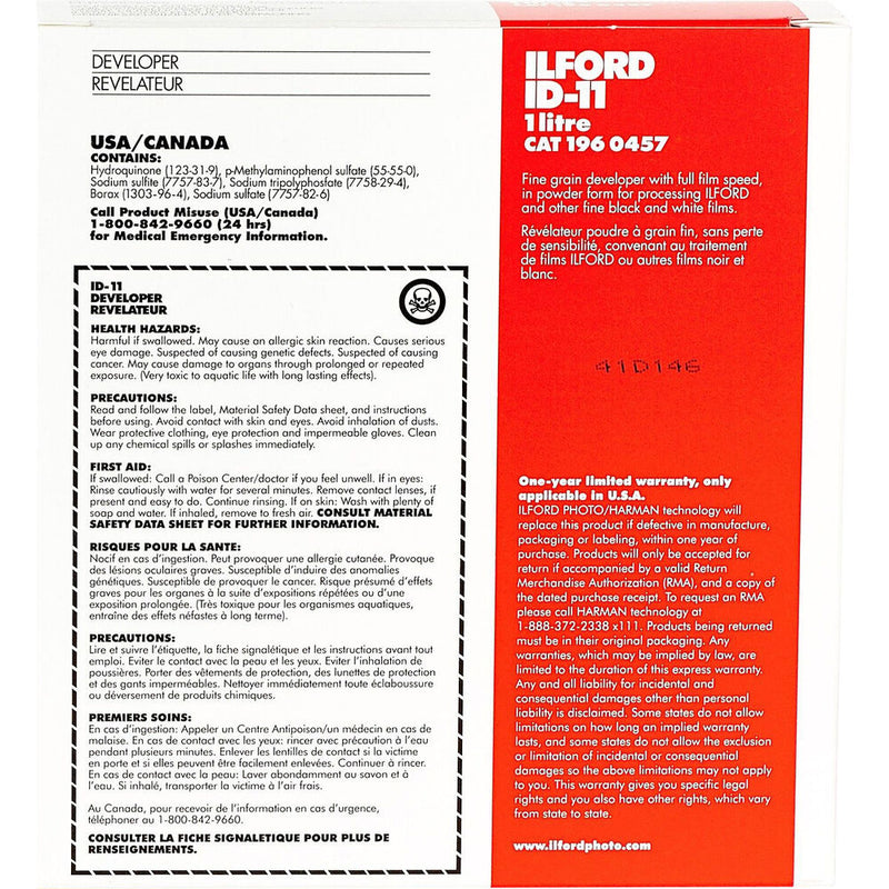 Ilford ID-11 Film Developer Powder for Black & White Film (Makes 1L)