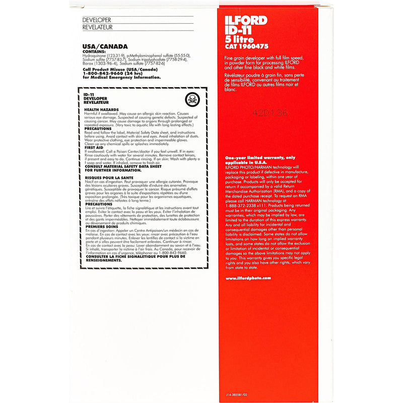 Ilford ID-11 Film Developer Powder for Black & White Film (Makes 5L)
