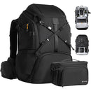TARION 2-in-1 Camera Backpack with Shoulder Bag (Extra-Large, Black)