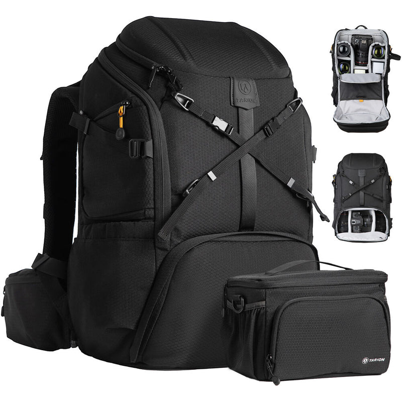 TARION 2-in-1 Camera Backpack with Shoulder Bag (Extra-Large, Black)