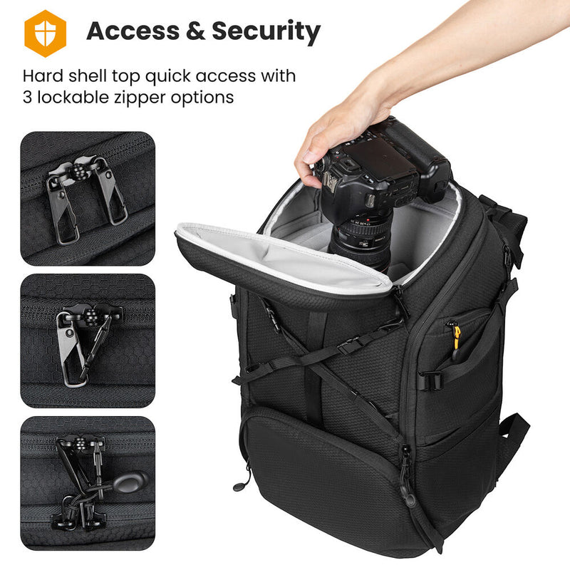 TARION 2-in-1 Camera Backpack with Shoulder Bag (Extra-Large, Black)