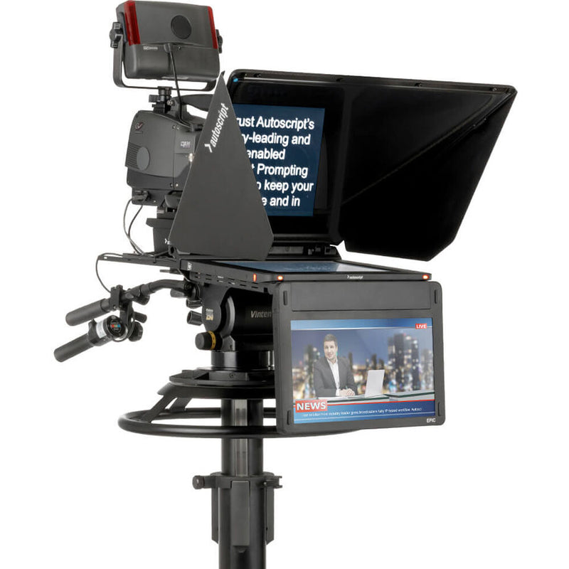 Autoscript EPIC-IP Portable On-Camera Package with 15" Prompt Monitor & 15" Talent Monitor