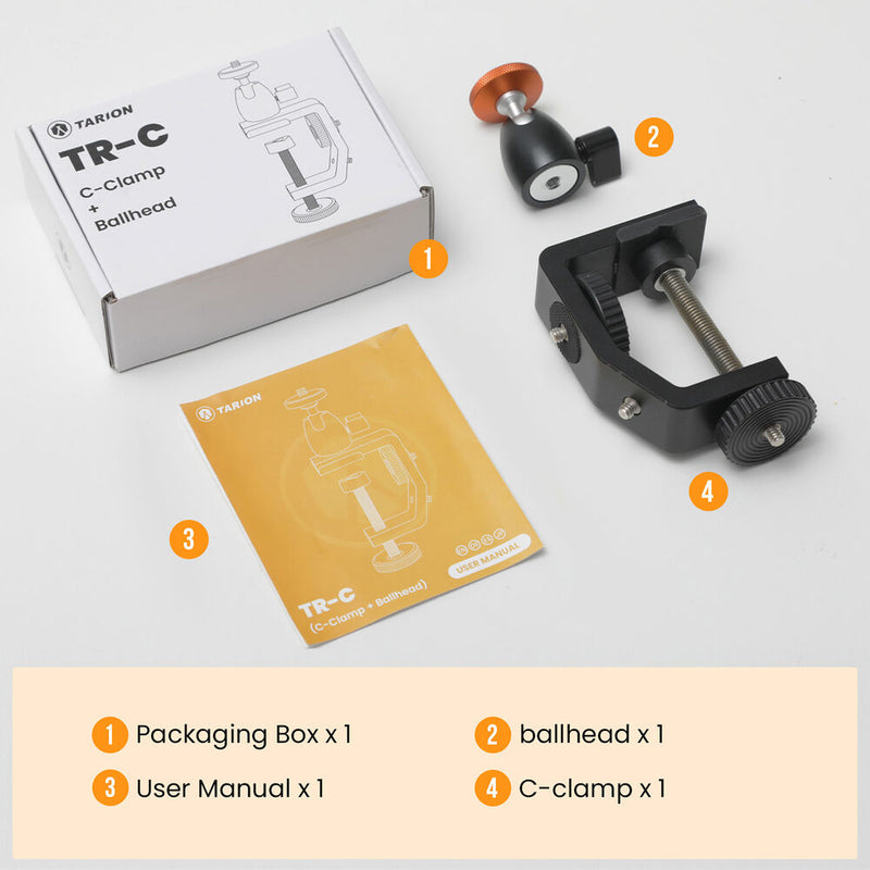 TARION TR-C 2-in-1 Multipurpose C-Clamp Desk Camera Mount