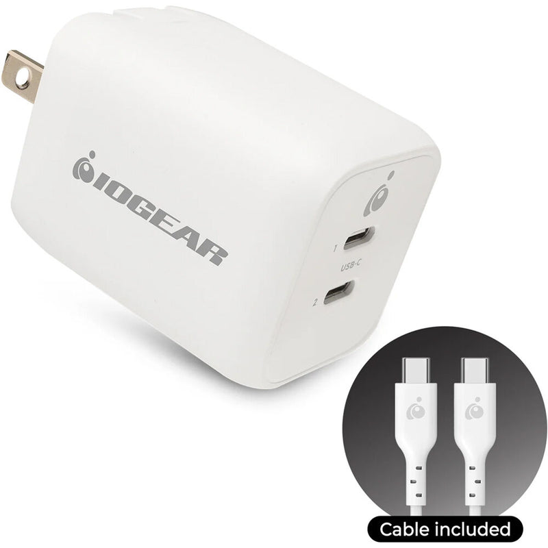 IOGEAR GearPower Dual USB-C 65W GaN Charger