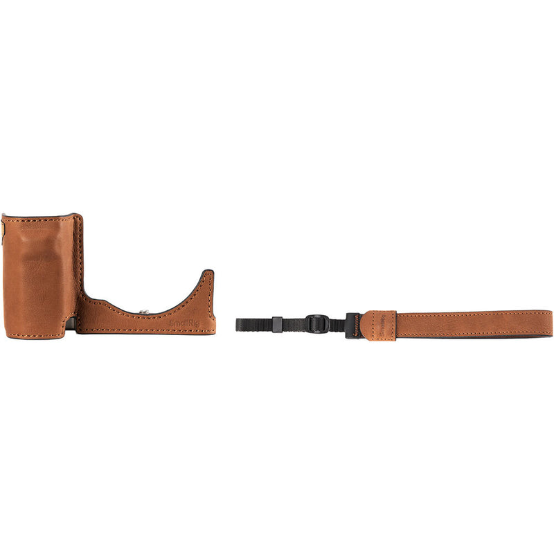 SmallRig Leather Half Case with Wrist Strap for Sony ZV-E10 II (Brown)