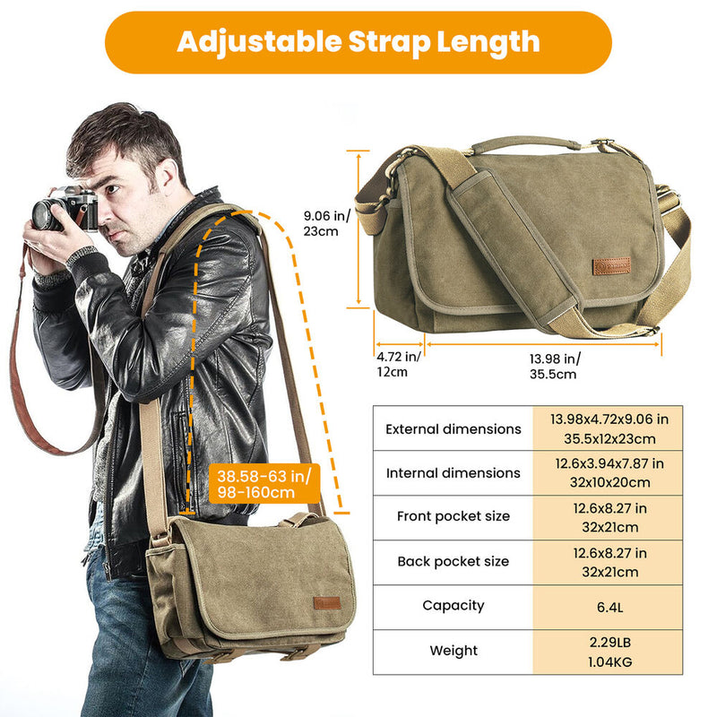 TARION RS-01 Camera Shoulder Bag (Green, 6.4L)
