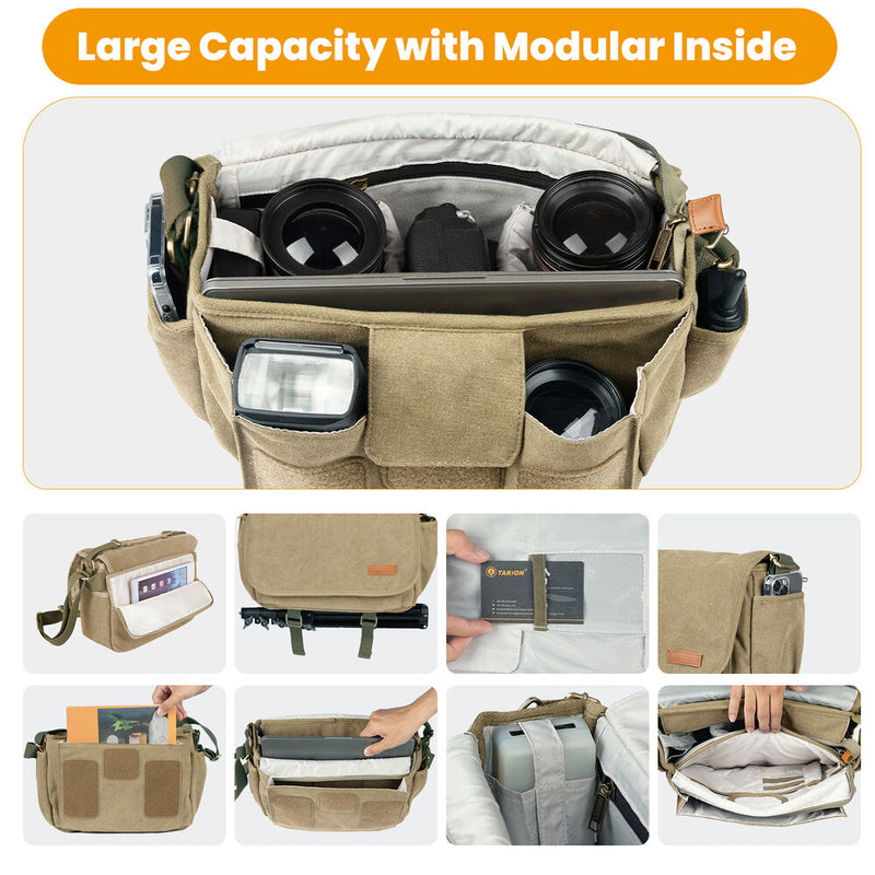 TARION RS-01 Camera Shoulder Bag (Khaki, 6.4L)