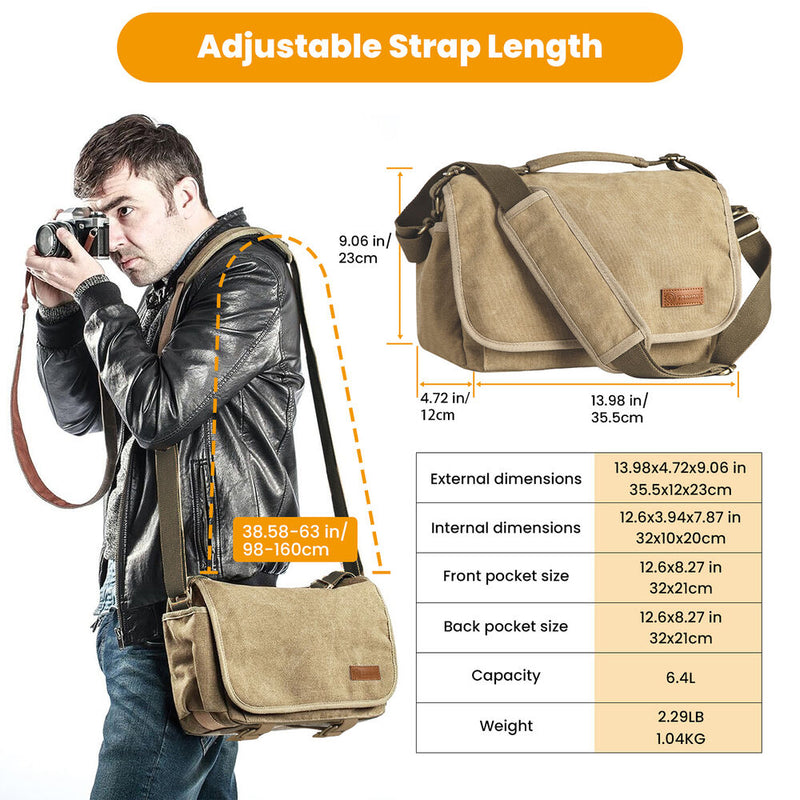 TARION RS-01 Camera Shoulder Bag (Khaki, 6.4L)