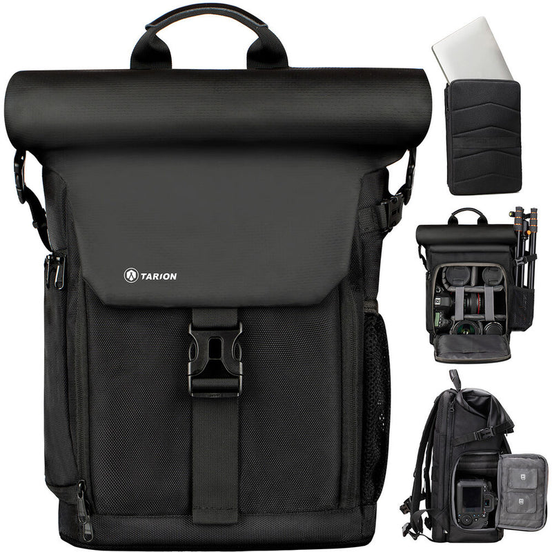 TARION SP-01 Rolltop Camera Backpack (Black, 20.5L)