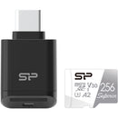 Silicon Power 256GB Superior UHS-I microSDXC Memory Card with SD Adapter and Card Reader