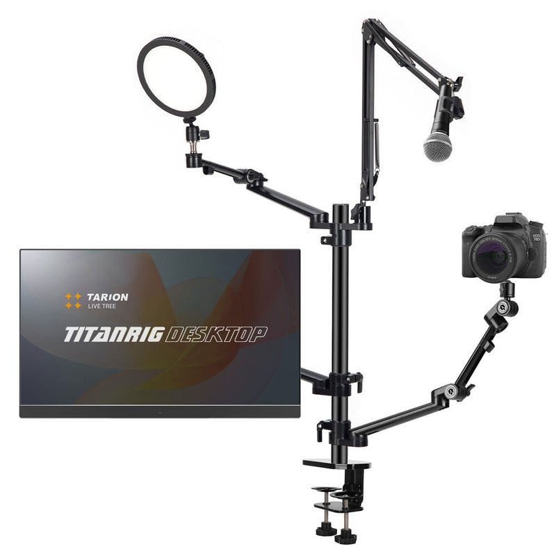 TARION TitanRig Desktop 4-in-1 Desktop Mount Stand for Camera, Mic, Laptop, and Light