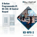 Key Digital 8-Button Programmable IP, RS-232, and IR Control Wall Plate Keypad with PoE