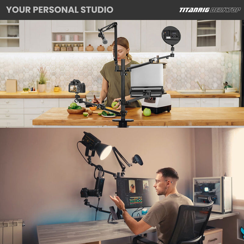 TARION TitanRig Desktop 4-in-1 Desktop Mount Stand for Camera, Mic, Laptop, and Light