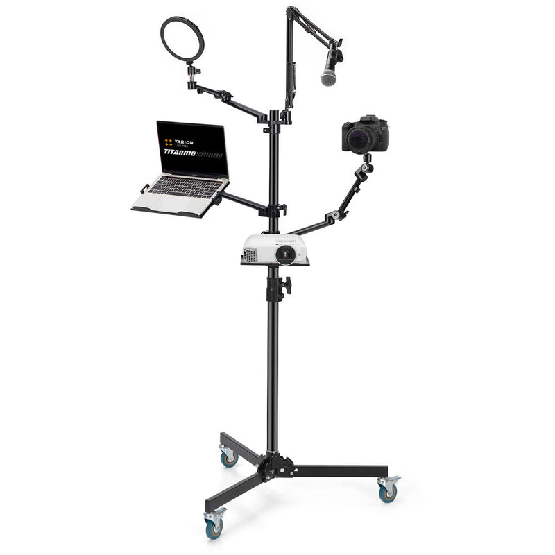 TARION TitanRig Floor 5-in-1 Portable Stand Mount for Camera, Mic, Laptop, Light, and Projector