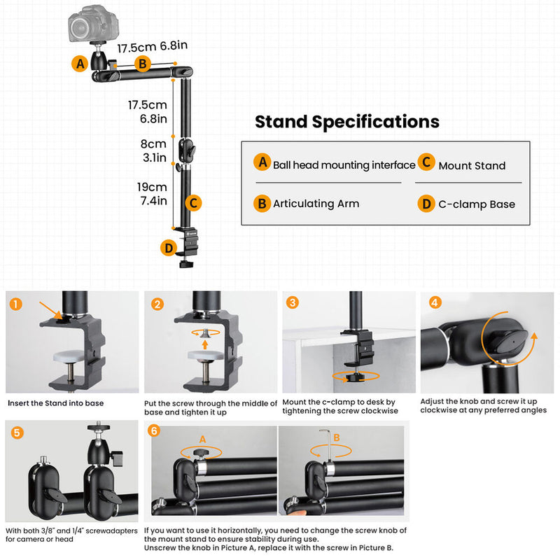 TARION TKA01-M Desk Camera Mount Stand