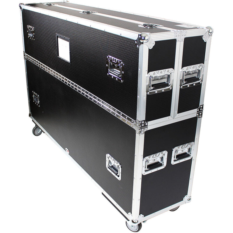 ProX Adjustable Dual Flight Case with Casters for LED/LCD/Plasma TVs (70 to 80")