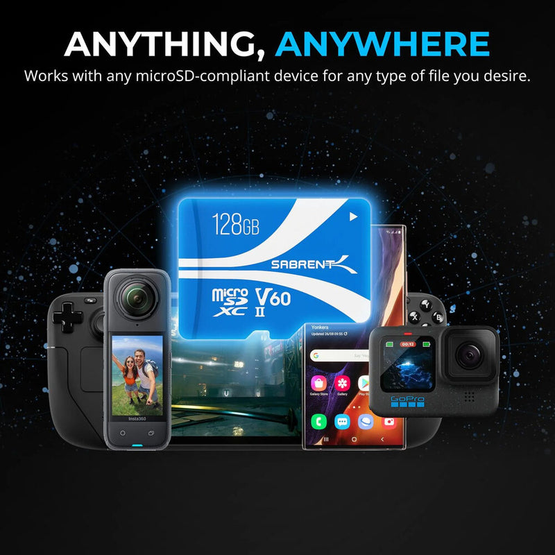 Sabrent 128GB Rocket V60 UHS-II microSDXC Memory Card with SD Adapter