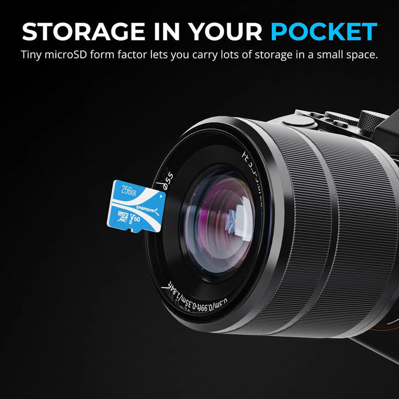 Sabrent 256GB Rocket V60 UHS-II microSDXC Memory Card with SD Adapter