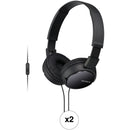 Sony MDR-ZX110AP On-Ear Headphones with Microphone (Black, Pair)